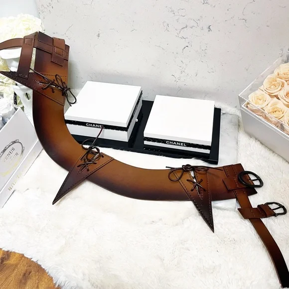 Authentic TOM FORD Rare RUNWAY Corset Strappy Brown Belt - Picture 4 of 14